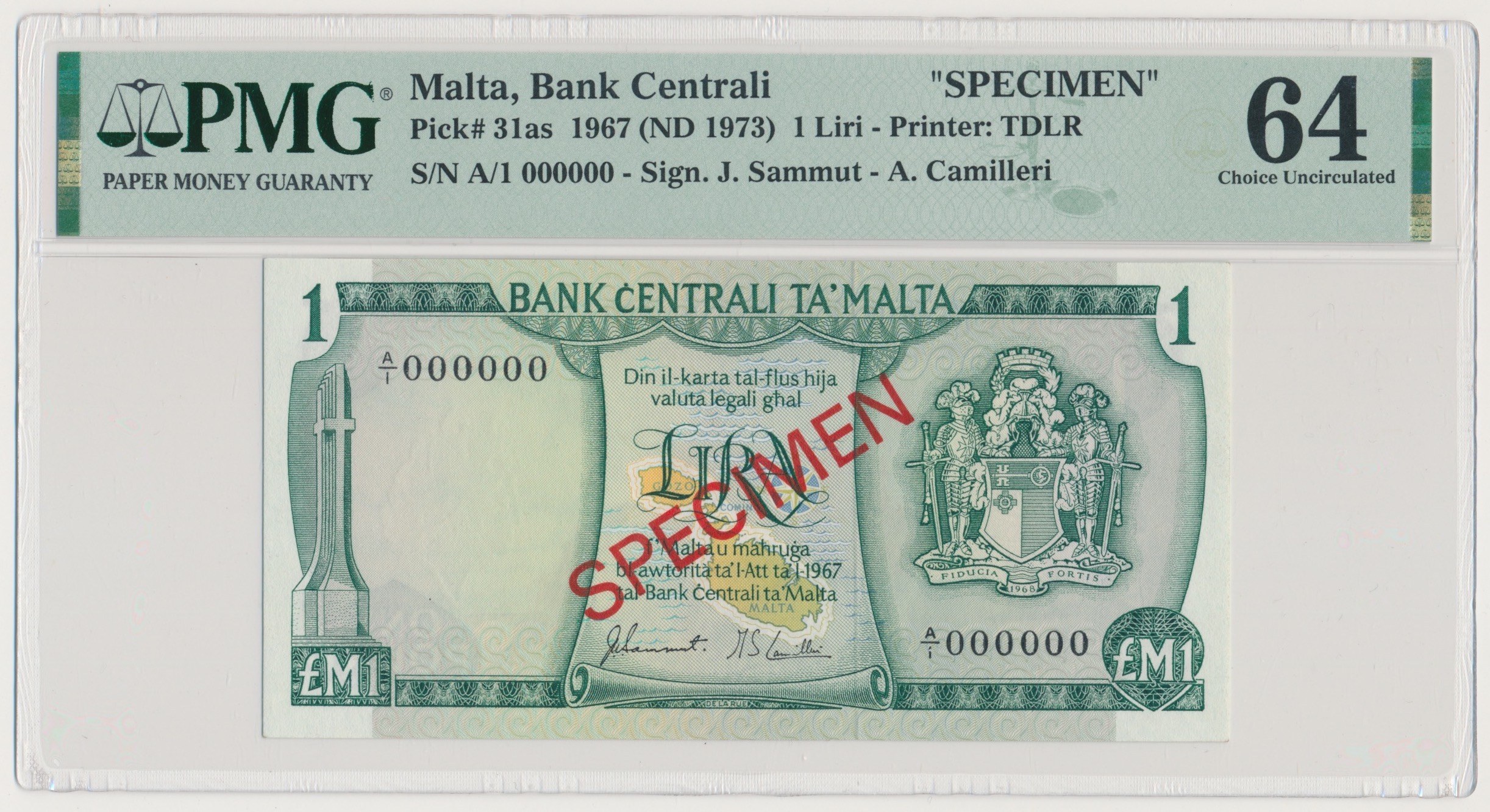 Malta Specimen 1 Lira 1967 Aukcja Internetowa Licytacja Online Cena 5597