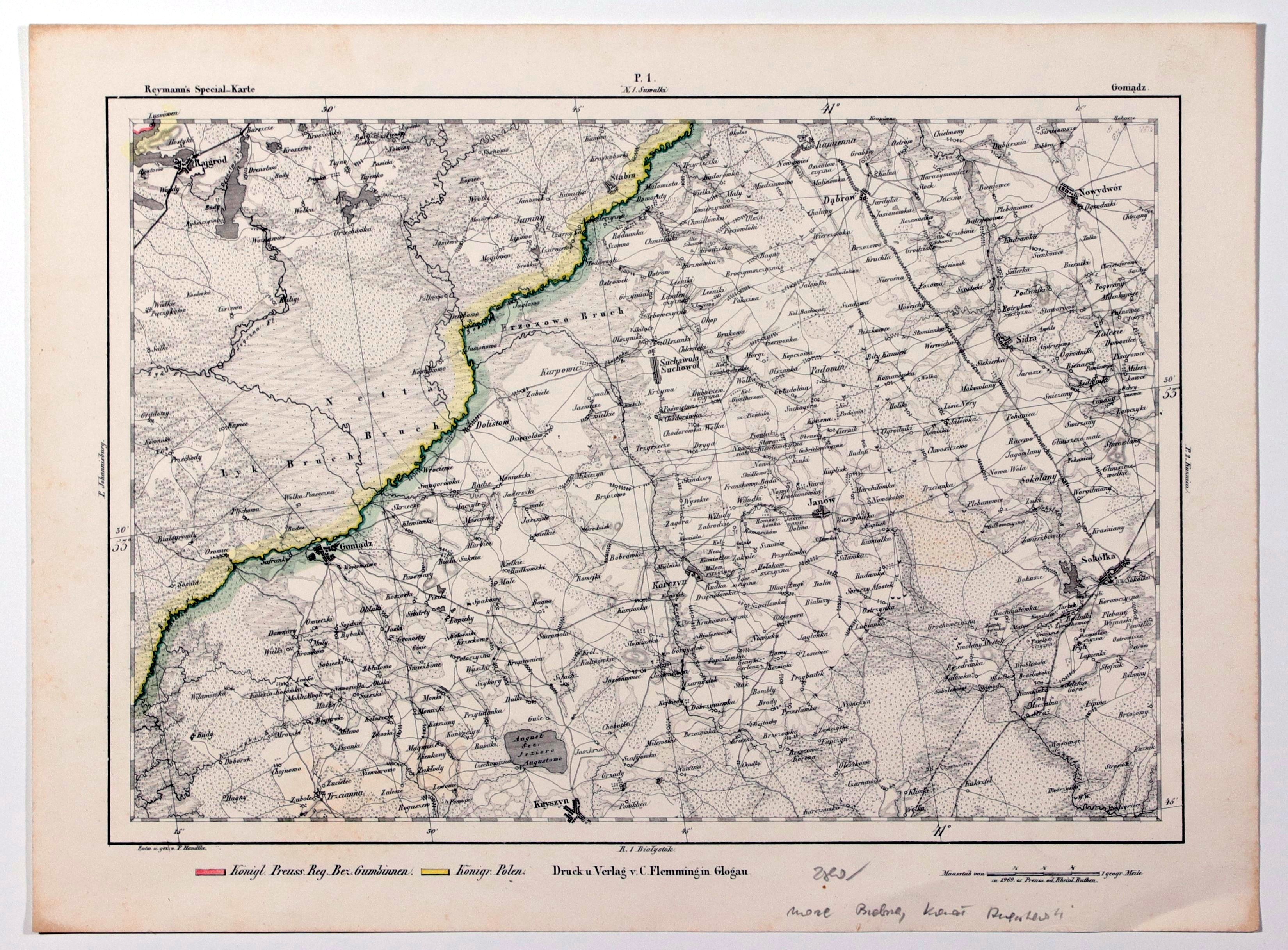 GONIĄDZ, SOKÓŁKA, AUGUSTOW CANAL. Topographical map of Goniądz and ...