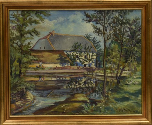 (1898-1971), Pejzaż z chatą i strumykiem, 1933, Janusz Podoski
