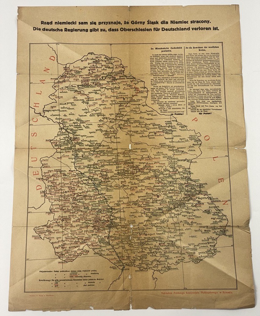 Plebiscyt Mapa Górnego Śląska Odezwa W Języku Polskim I Niemieckim Ca 1921 Aukcja 0408