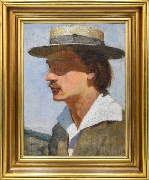 Portret mężczyzny w kapeluszu - Autoportret ?, ok. 1920, Bolesław Barbacki