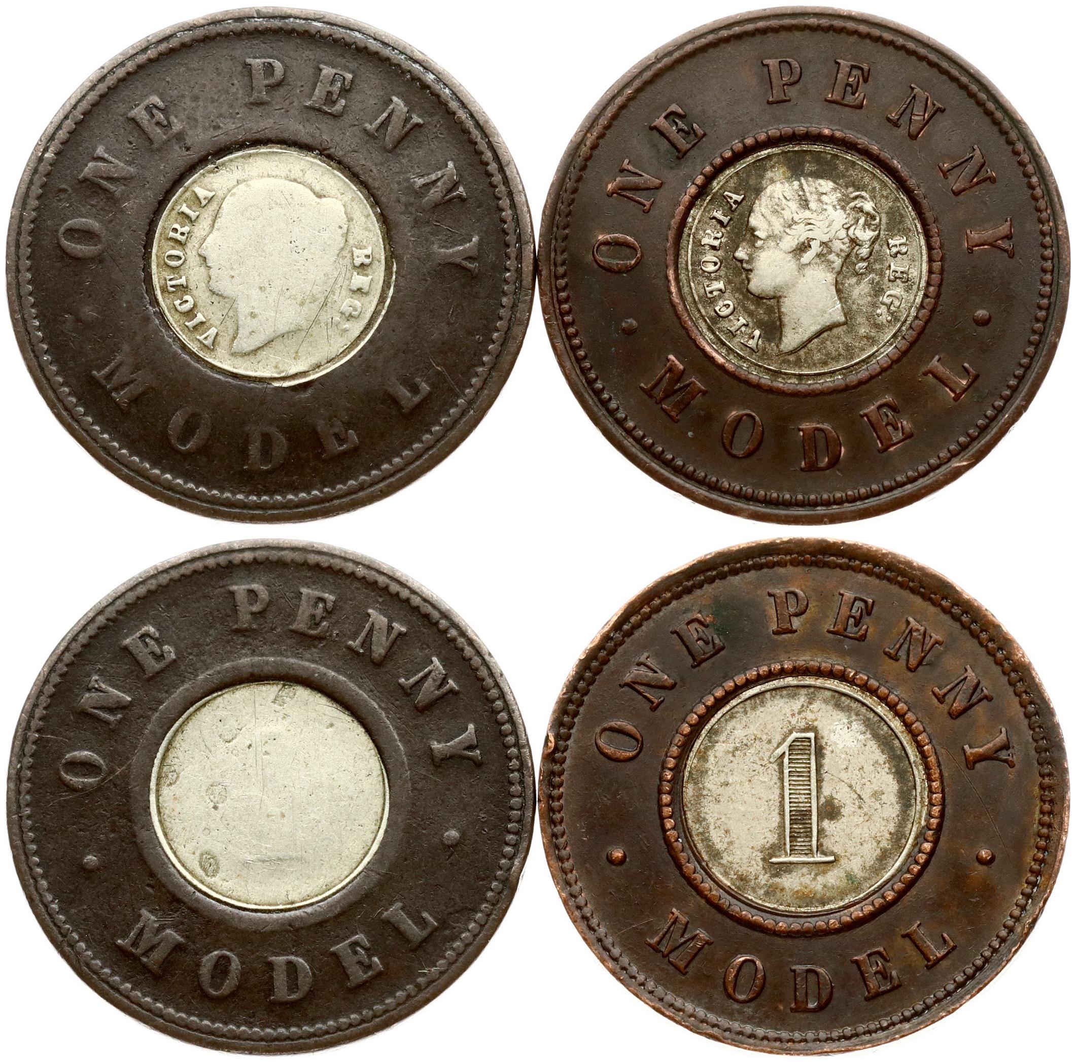 Great Britain Token 1 Penny (1844) Model. Obverse Lettering: ONE PENNY ...