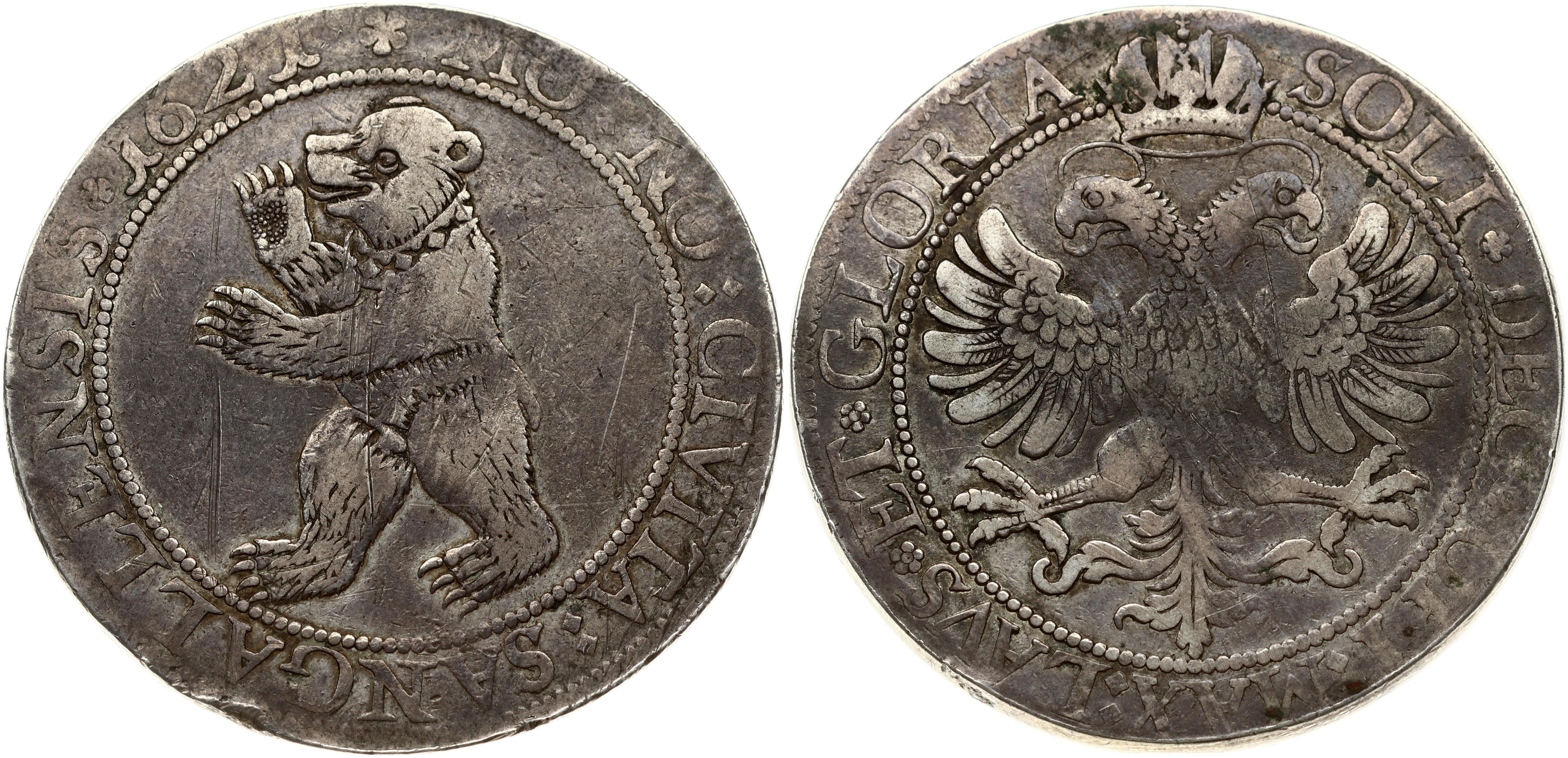 Switzerland St Gallen 1 Thaler 1621 Obverse: Bear facing left. Year in  legend. Lettering: MO: NO: CIVITA: SANGALLENSIS ... - Online auction /  Online bidding - Price - OneBid