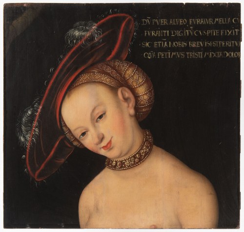 Wenus i Kupidyn jako złodzieje miodu (fragment), Lucas Cranach (1472-1553) - krąg, Wenus i Kupidyn jako złodzieje miodu (fragment), Lucas Cranach