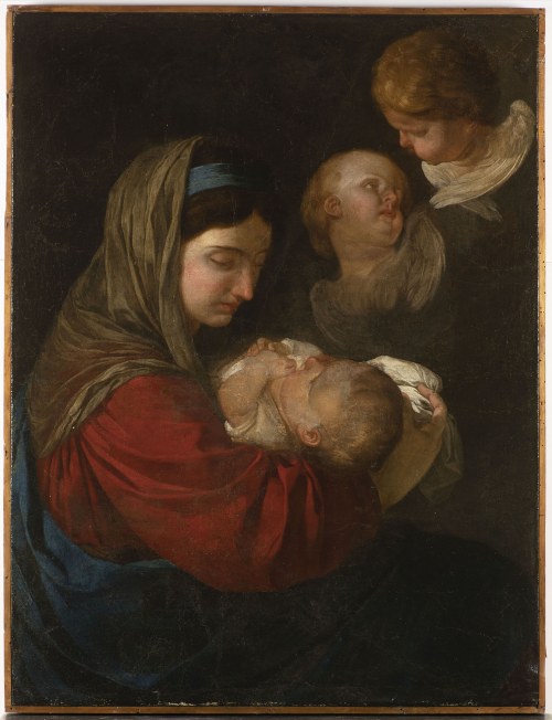 Madonna z Dzieciątkiem i dwoma aniołami, Simone Cantarini (1612 - 1648), Madonna z Dzieciątkiem i dwoma aniołami, Simone Cantarini