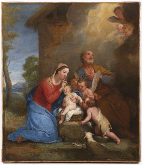 (1648, Bolonia - 1729, Bolonia), Atrybut, Święta Rodzina z małym Janem Chrzcicielem i puttami, Marcantonio Franceschini, (1648, Bolonia - 1729, Bolonia), Atrybut, Święta Rodzina z małym Janem Chrzcicielem i puttami, Marcantonio Franceschini