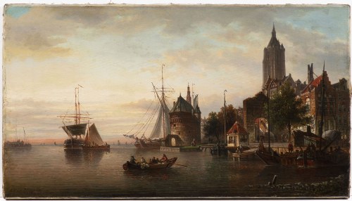 1875, Widok Amsterdamu, Elias Pieter Van Bommel, 1875, Widok Amsterdamu, Elias Pieter Van Bommel