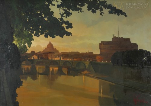 "Widok na Most św. Anioła w Rzymie", Włodzimierz Karcz