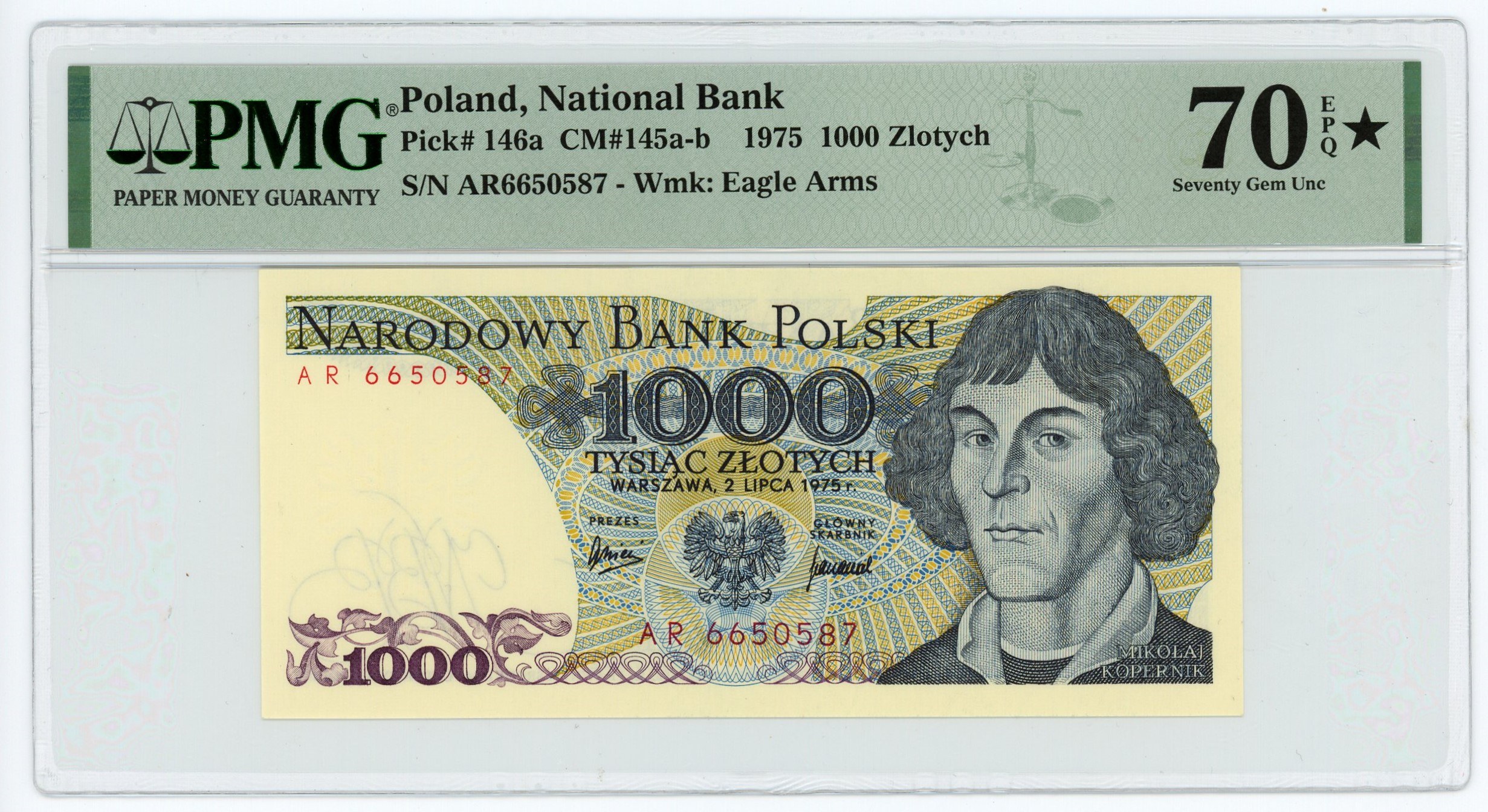 1,000 PLN 1975 - series AR - PMG 70 EPQ ★ MAX NOTA - Online auction ...