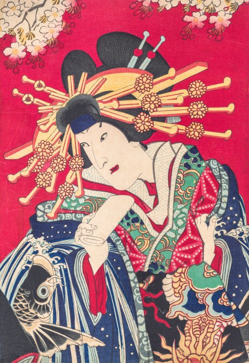 Diran (kurtyzana najwyższej rangi), lata 70. XIX w., Toyohara Kunichika