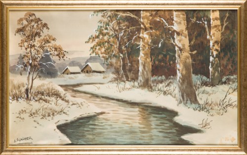 Pejzaż zimowy, połowa XX w., Józef Schiffer
