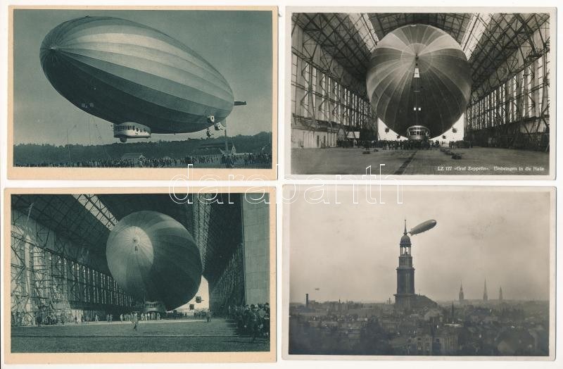 Zeppelin Pl Zeppelin léghajók - 4 db régi képeslap / Zeppelin Luftschiff / Zeppelin ...