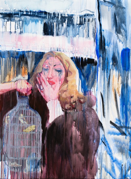 Lady with canaries, z cyklu: Fleeing the war, 2022, Katarzyna Swinarska
