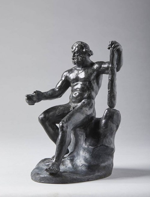 Herkules "Hepitrapezios" (siedzący przy stole). Zainspirowany archeologicznym projektem znalezionym w Pompei., Odlewnia działająca w pierwszych dekadach XIX wieku