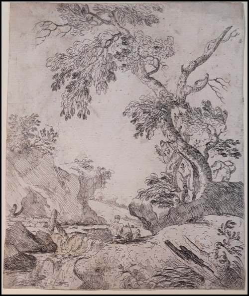 Crooked tree and tiny waterfall, Giovanni Francesco Grimaldi