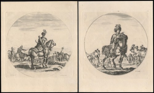 Pair of etching with horsemen, Stefano della Bella