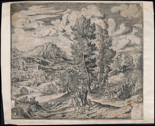 Landscape with figures, Anonymous Veronese engraver of the 17th century
