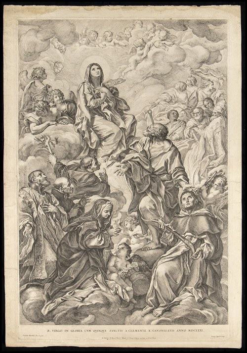 B. Virgo in gloria cum quinque sanctis a Clemente X canonizatis anno MDCLXXI, Pietro Aquila