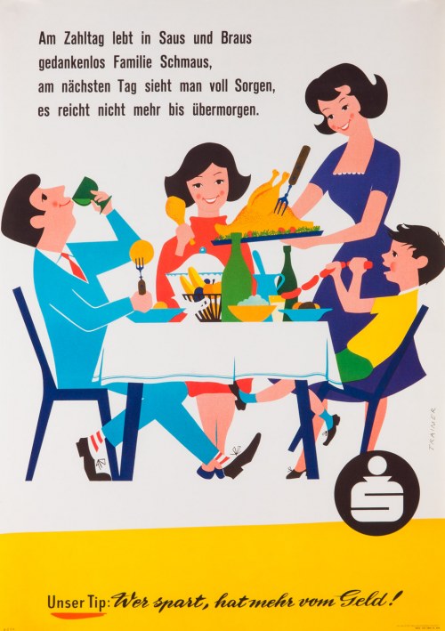 hat mehr vom Geld! (Nasza rada: Oszczędzając, zyskujesz więcej ze swoich pieniędzy!) - proj. Heinz TRAIMER (1921-2002), 1958 (reprint 2017), Unser Tip