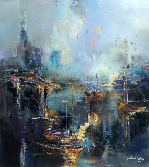 Boats on the river, Tadeusz Machowski