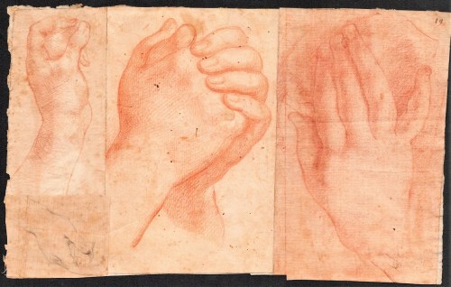 17th CENTURY, Four studies of hands, Tuscan School