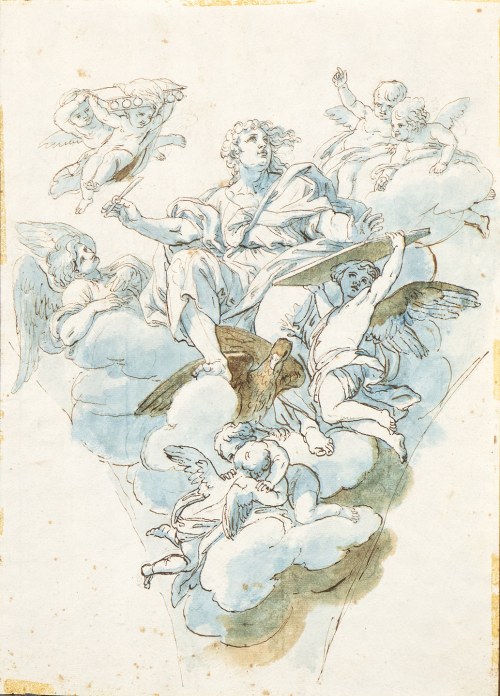 1581 - Naples, 1641), ATTRIBUTED TO, Saint John the Evangelist surrounded by angels, Domenichino