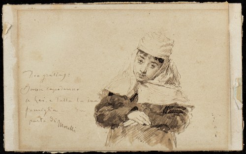 1823 - 1901), Half-length portrait of a woman, Domenico Morelli