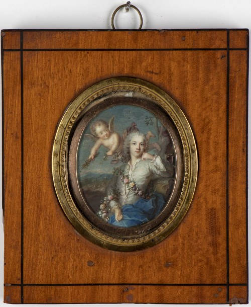 1673-1757), Miniatura przedstawiająca młodego dżentelmena z amorem, AMBIT ROSALBA CARRIERA