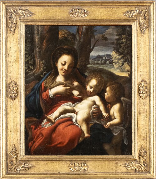 XVII WIEK, Madonna z Dzieciątkiem i Aniołem "Madonna del Latte", Następca Antonio Allegri Zwany Correggio