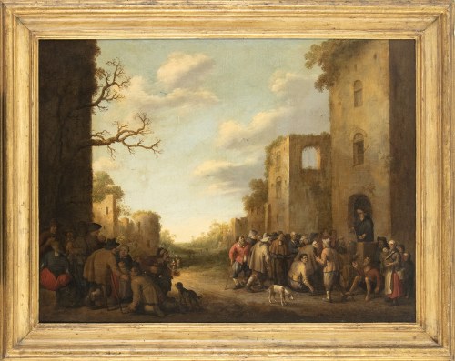 1585 - 1666), Scena z życia codziennego we flamandzkiej wiosce (Karmienie głodnych), Joost Cornelisz Droochsloot