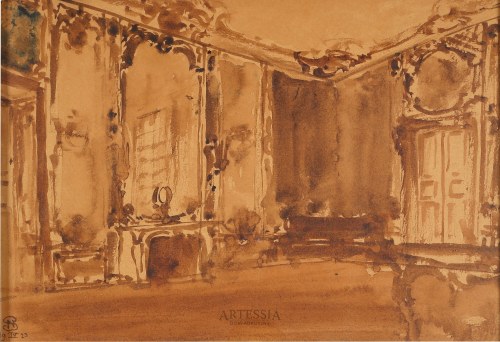 Wnętrze pałacu , 1923, Stanisław Noakowski