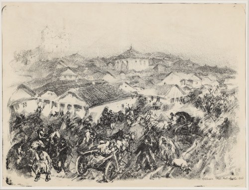 Targ w kresowym miasteczku , 1937, Marian Kratochwil