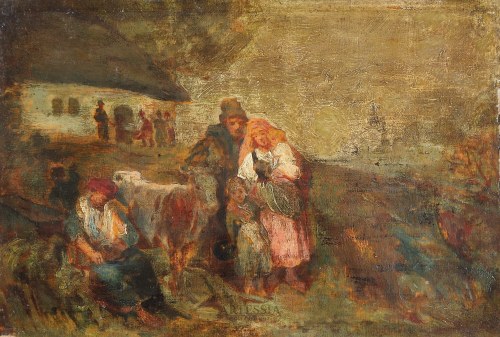 Bez dachu - szkic do obrazu, ok. 1870, Aleksander Kotsis