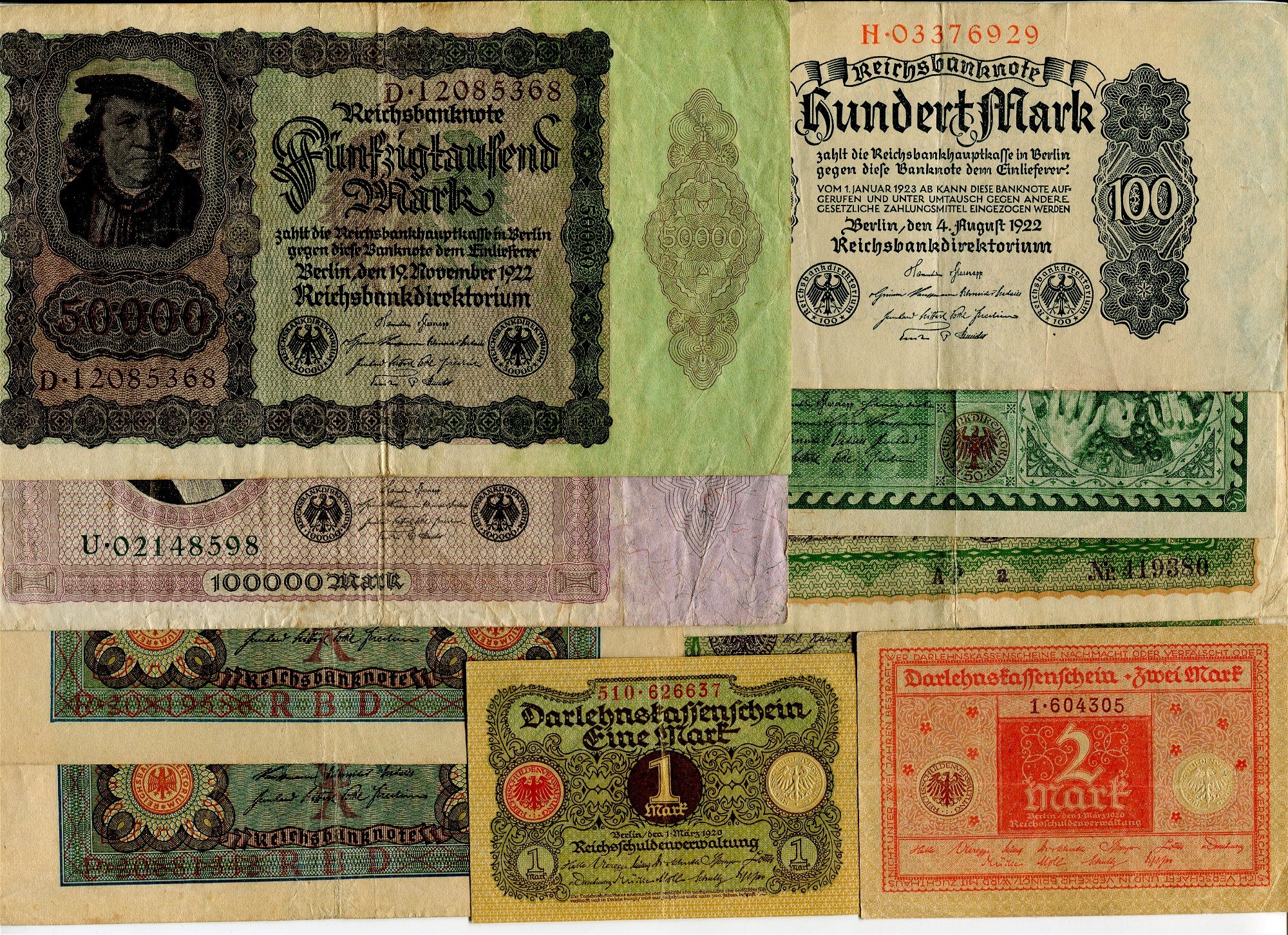 Germany Weimar Republic Lot of 11 Banknotes 1918 1923 Aukcja