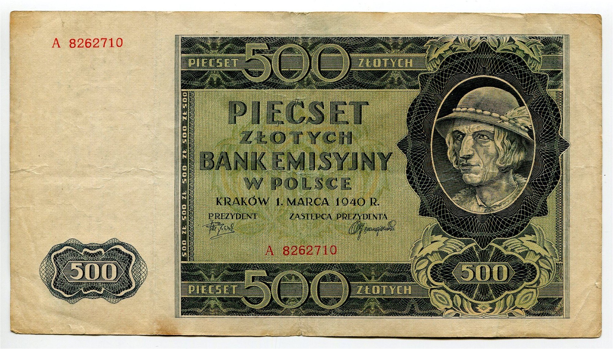 Poland 500 Zlotych 1940 German Occupation - WW II - Aukcja Internetowa ...