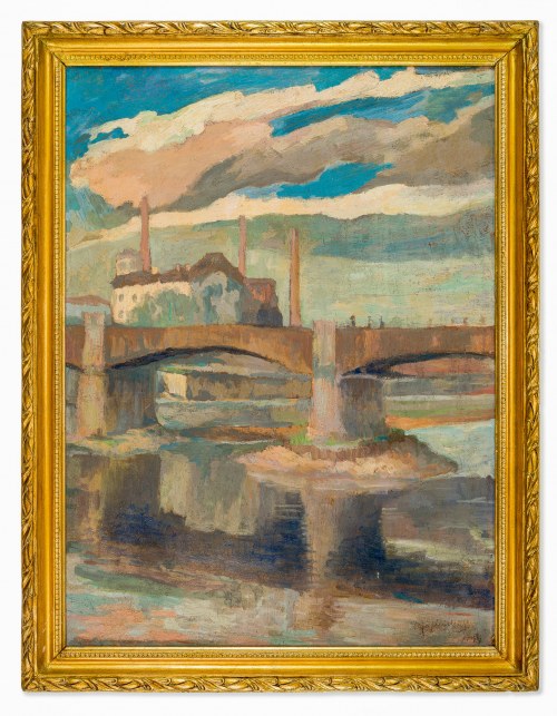 Kraków. Most Podgórski [Franciszka Józefa I] na Wiśle, przed 1925, Jan Hopliński