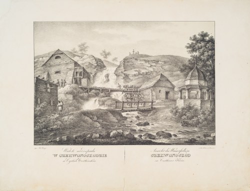 Widok wodospadu w Czerwonogrodzie, 1823, Antoni Lange