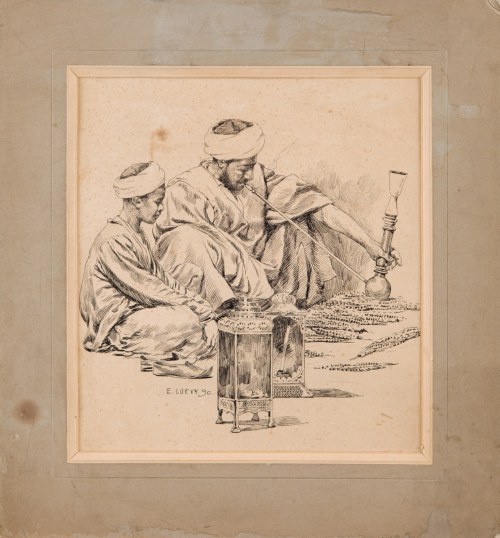 Palacze fajki wodnej, 1890, Edward Loevy