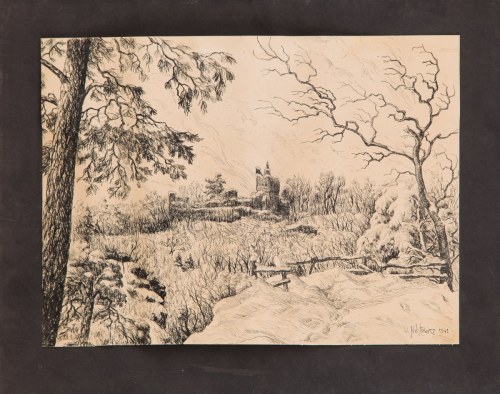 Pejzaż zimowy z ruinami, 1941, W. Nikitowicz