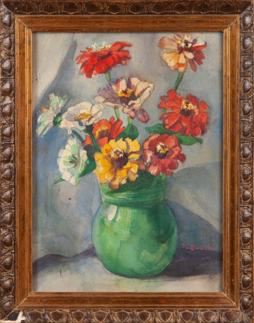 Kwiaty w zielonym wazonie, M. Bloom
