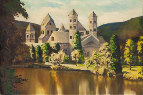 Pejzaż z neoromańskim kościołem, Horst Peter Zeinert