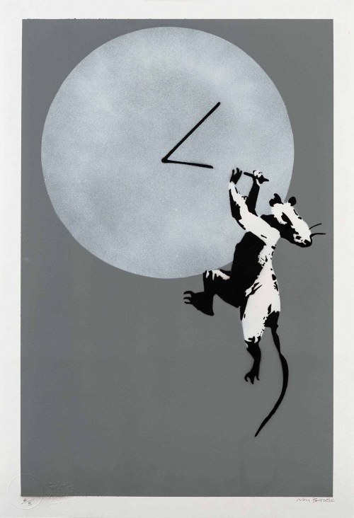 Banksy. Szczur i zegar (wersja szara), 2019, Not Banksy