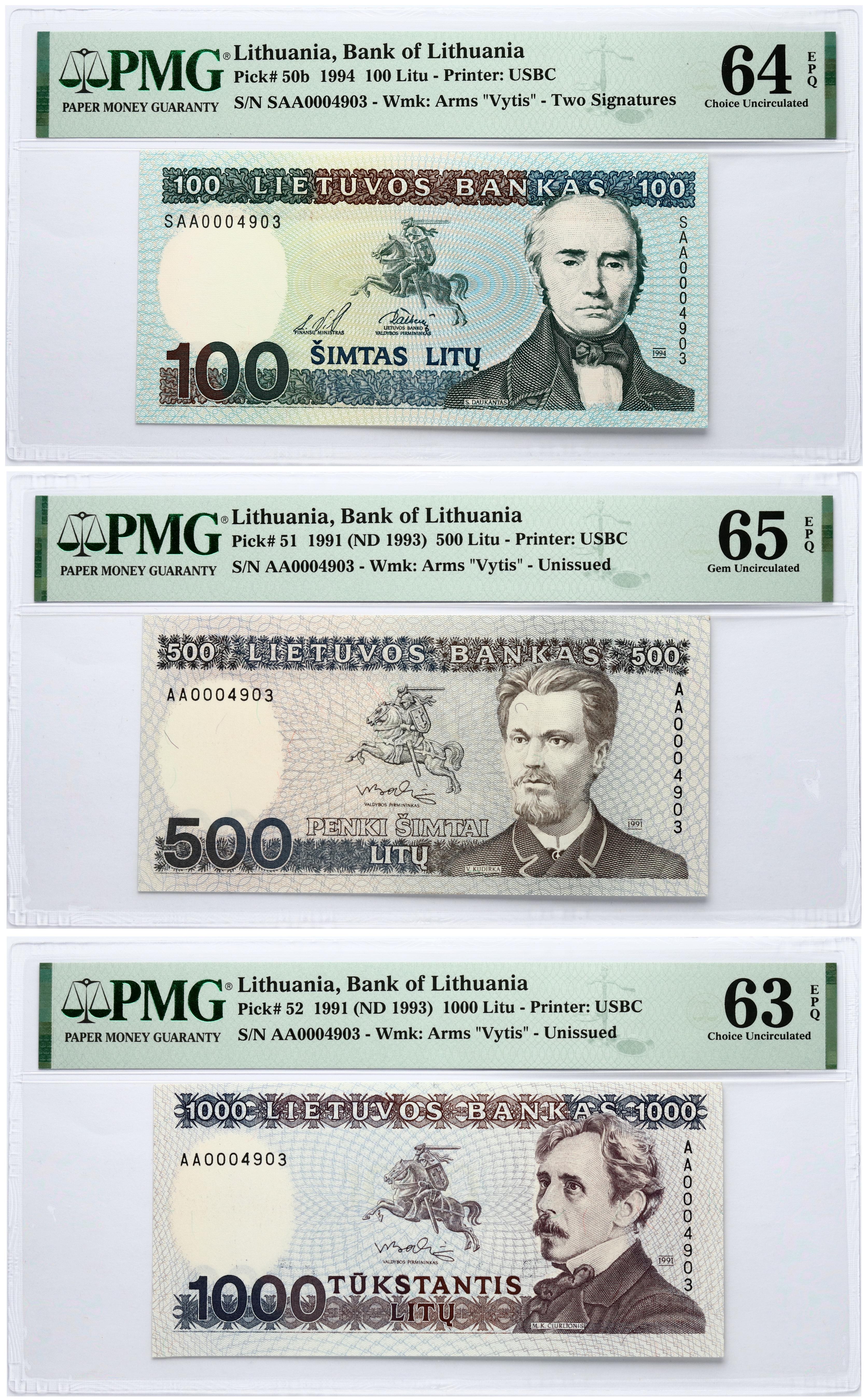 World Banknote Grading LITHUANIA《Bank of Lithuania》500 Litu