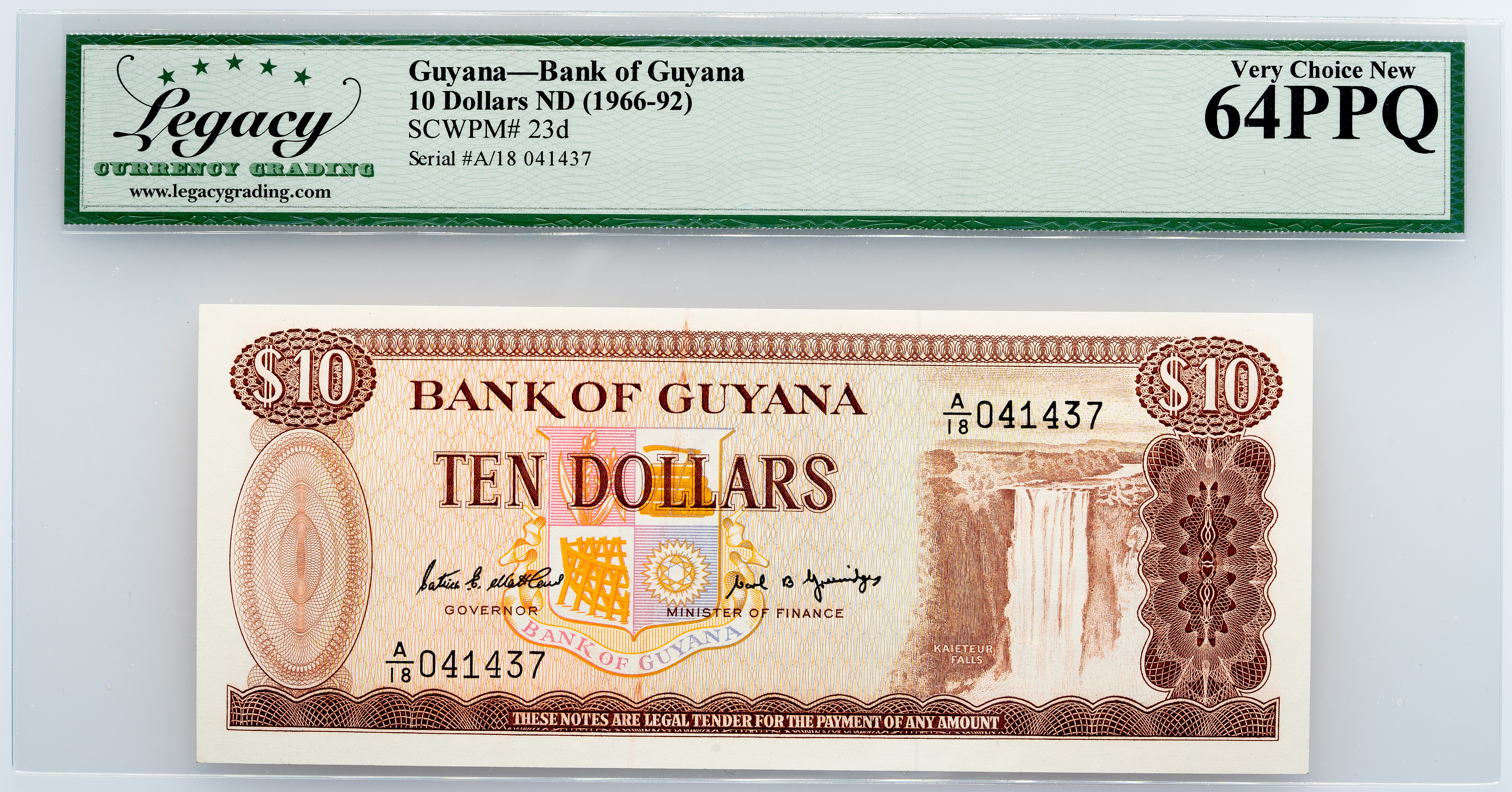 Guyana, 10 Dollars 1966-1992, Legacy - Very Choice New 64PPQ - Online  auction / Online bidding - Price - OneBid