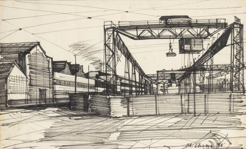 1933 - 2022): Pejzaż przemysłowy, 1954, Mauro Chessa