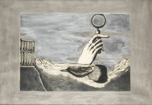 1925 - Siena, 2016) : Surrealistyczny pejzaż, 1968, Sergio Vacchi