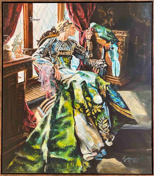 Relaks z papugą, 2022, Krzysztof Jackiewicz
