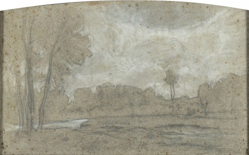 1818 - Turyn, 1882), Drewniany pejzaż, Antonio Fontanesi