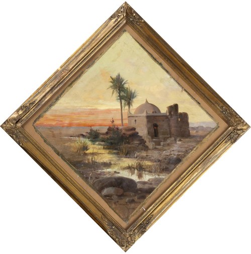 1844 - Rzym, 1905), Zachód słońca nad Nilem, Hermann David Salomon Corrodi