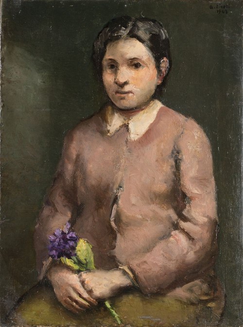 1908-1990), Dziewczyna z bukietem fiołków, 1943, Alberto Ziveri